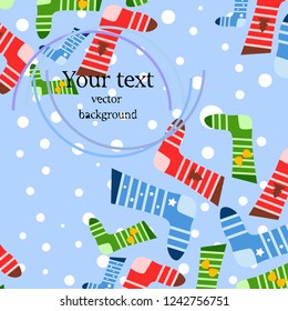 christmas card, christmas sock, vector background