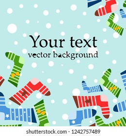 christmas card, christmas sock, vector background