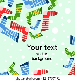 christmas card, christmas sock, vector background