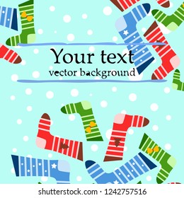 christmas card, christmas sock, vector background