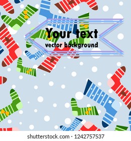 christmas card, christmas sock, vector background
