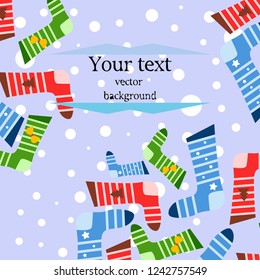 christmas card, christmas sock, vector background