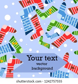 christmas card, christmas sock, vector background