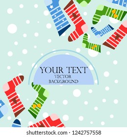 christmas card, christmas sock, vector background