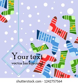 christmas card, christmas sock, vector background
