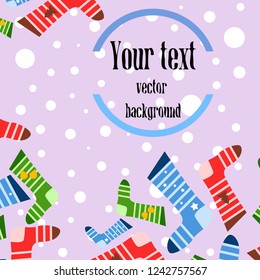 christmas card, christmas sock, vector background