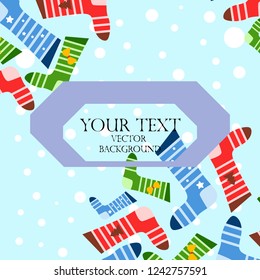 christmas card, christmas sock, vector background