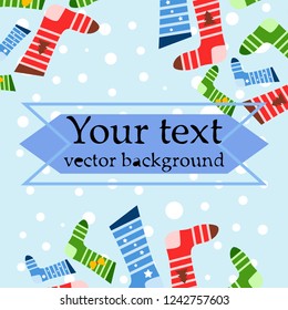 christmas card, christmas sock, vector background