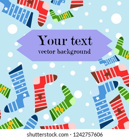 christmas card, christmas sock, vector background