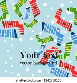 christmas card, christmas sock, vector background