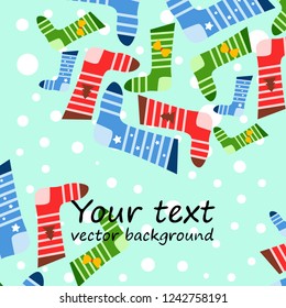 christmas card, christmas sock, vector background