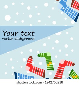 christmas card, christmas sock, vector background