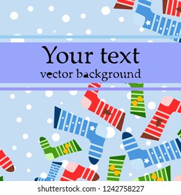 christmas card, christmas sock, vector background