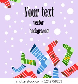 christmas card, christmas sock, vector background