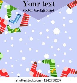 christmas card, christmas sock, vector background