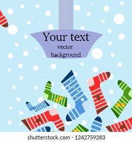 christmas card, christmas sock, vector background