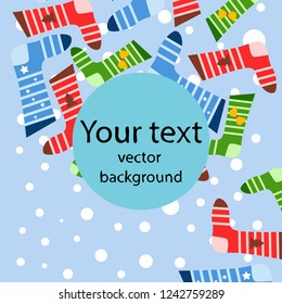 christmas card, christmas sock, vector background