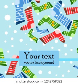 christmas card, christmas sock, vector background