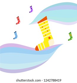 christmas card, christmas sock, vector background