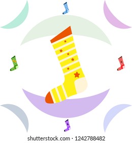 christmas card, christmas sock, vector background