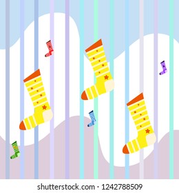 christmas card, christmas sock, vector background