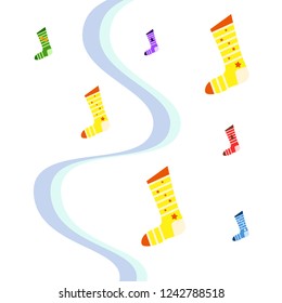 christmas card, christmas sock, vector background