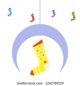 christmas card, christmas sock, vector background