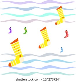 christmas card, christmas sock, vector background