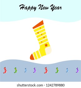 christmas card, christmas sock, vector background