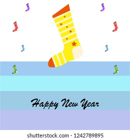christmas card, christmas sock, vector background