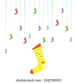christmas card, christmas sock, vector background