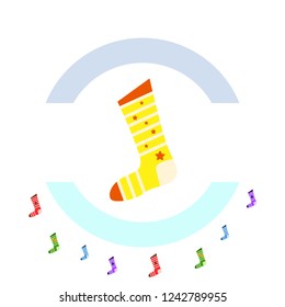 christmas card, christmas sock, vector background