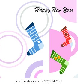 christmas card, christmas sock, vector background