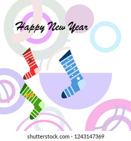 christmas card, christmas sock, vector background