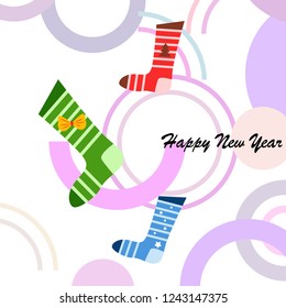 christmas card, christmas sock, vector background