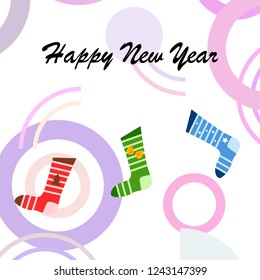 christmas card, christmas sock, vector background