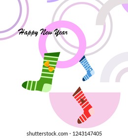 christmas card, christmas sock, vector background