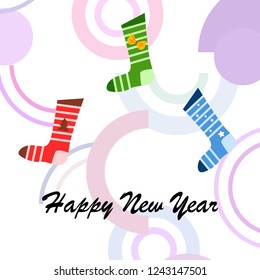 christmas card, christmas sock, vector background