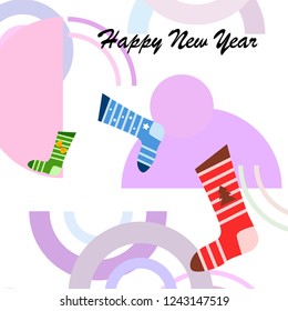 christmas card, christmas sock, vector background