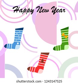 christmas card, christmas sock, vector background