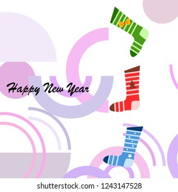christmas card, christmas sock, vector background