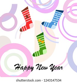 christmas card, christmas sock, vector background