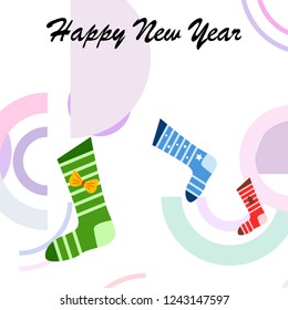christmas card, christmas sock, vector background