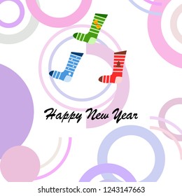 christmas card, christmas sock, vector background