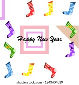 christmas card, christmas sock, vector background