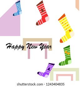 christmas card, christmas sock, vector background