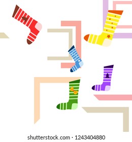 christmas card, christmas sock, vector background