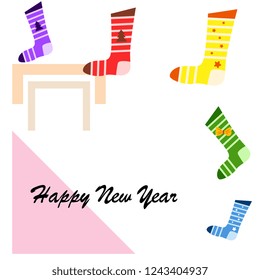 christmas card, christmas sock, vector background