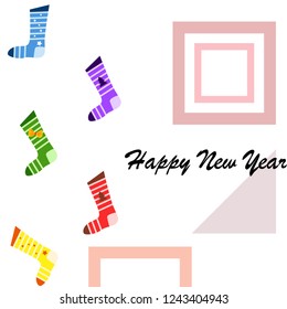 christmas card, christmas sock, vector background