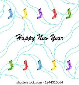 christmas card, christmas sock, vector background